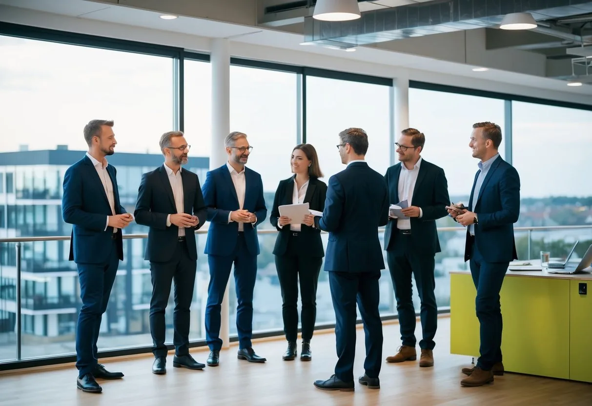 En gruppe mennesker i Esbjerg diskuterer og sammenligner forskellige totalentreprise muligheder for et byggeprojekt